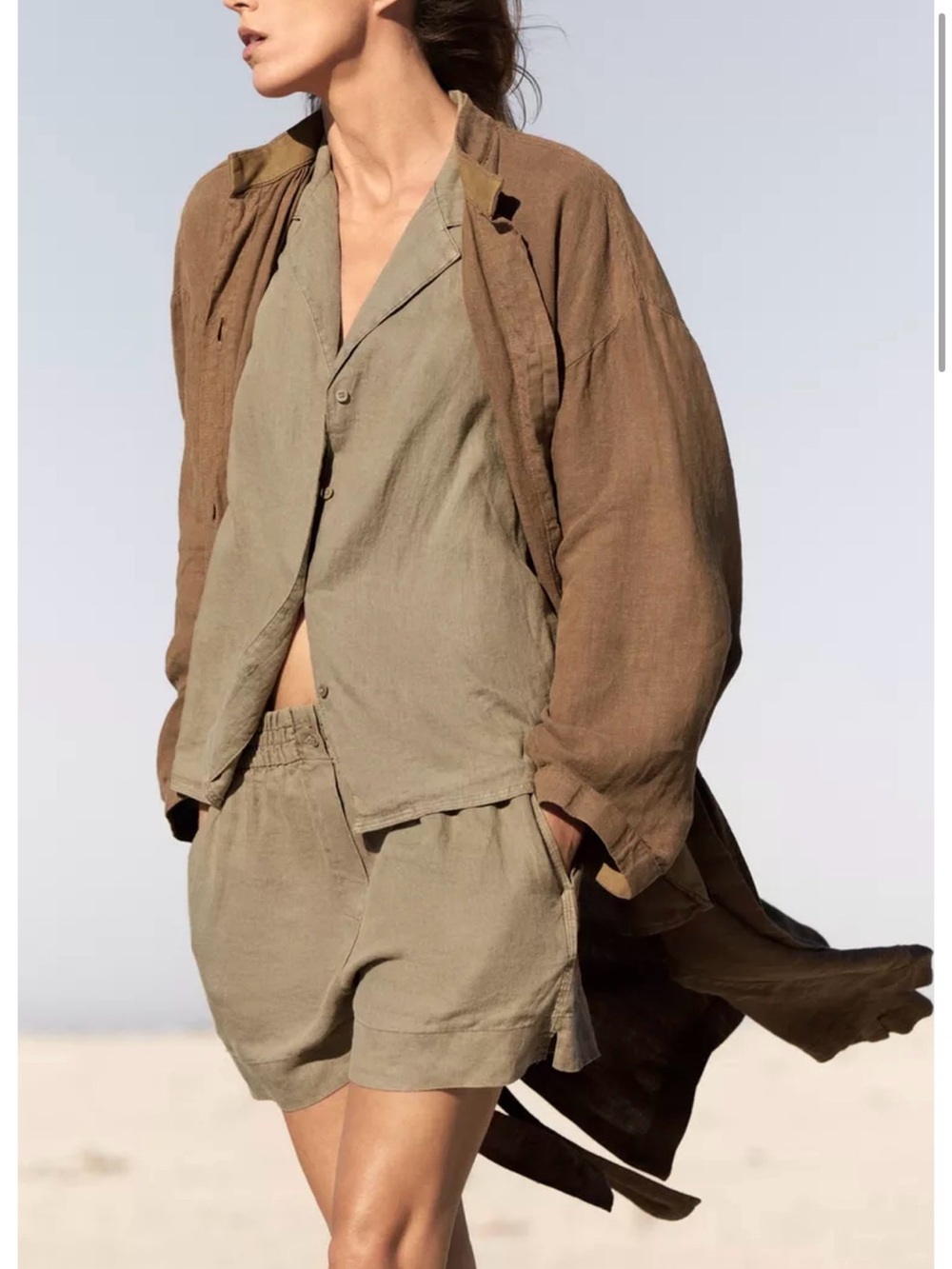 Zara 100% Linen Shorts - Size L vacation summer
